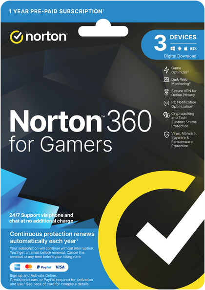 Norton 360 For Gamers 2023 3 Devices 1 Year Subscription