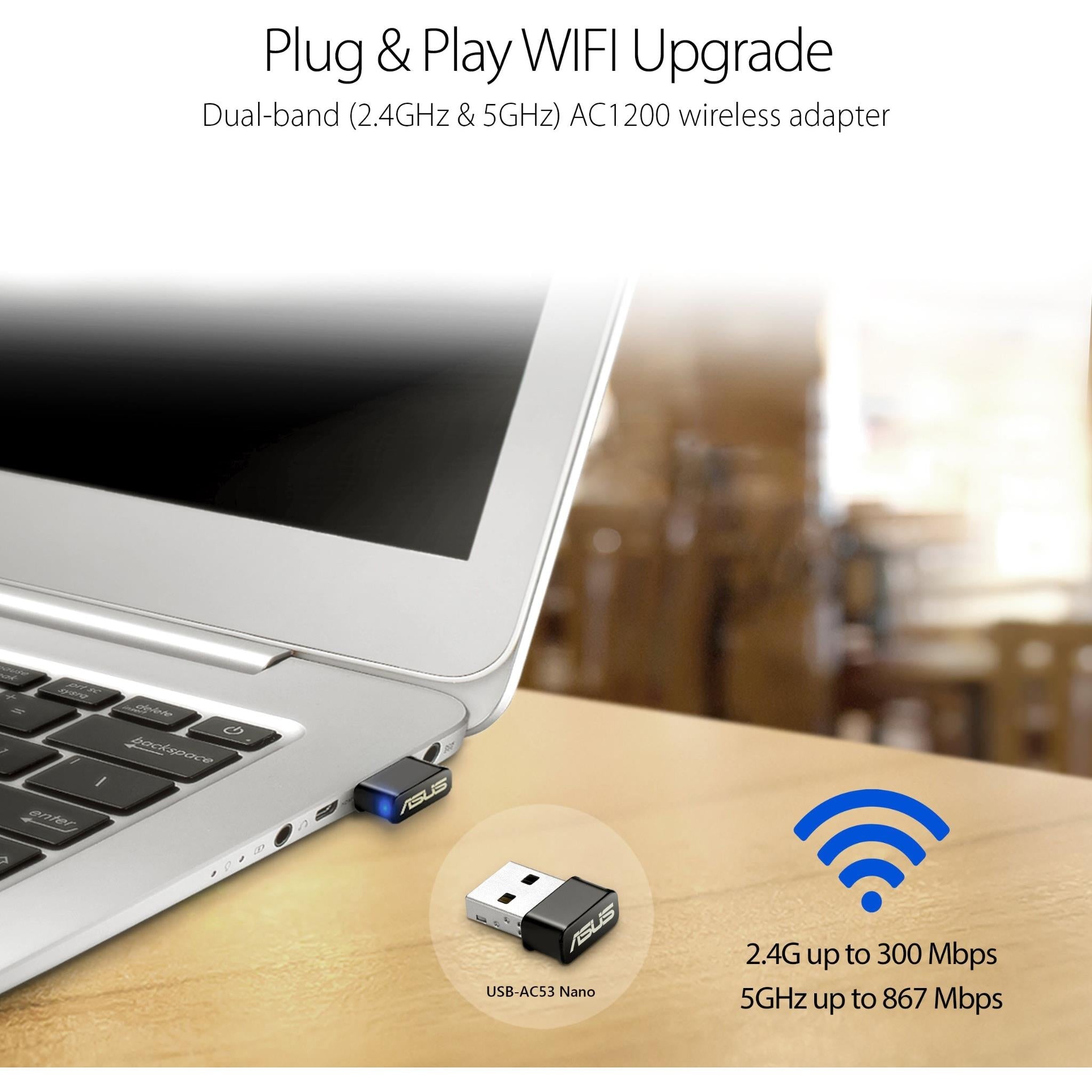 ASUS  AC1200 Dual-band USB Wireless Wi-Fi Adapter