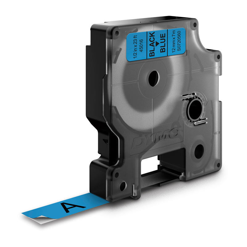 DYMO S0720560 Black on Blue Label Tape - 12mm x 7 meters