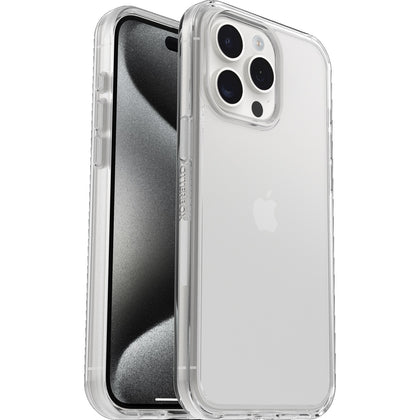 OtterBox Symmetry Clear Apple iPhone 15 Pro Max (6.7') Case Clear - (77-92658), Antimicrobial, DROP+ 3X Military Standard, 7 Years Warranty