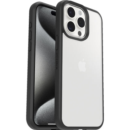 OtterBox React Apple iPhone 15 Pro (6.1') Case Black Crystal (Clear/Black) - (77-92753), Antimicrobial, DROP+ Military Standard, 7 Years Warranty