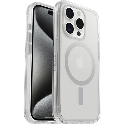 OtterBox Symmetry+ MagSafe Apple iPhone 15 Pro (6.1') Case Clear - (77-93026), Antimicrobial,DROP+ 3X Military Standard,Raised Edges,7 Years Warranty