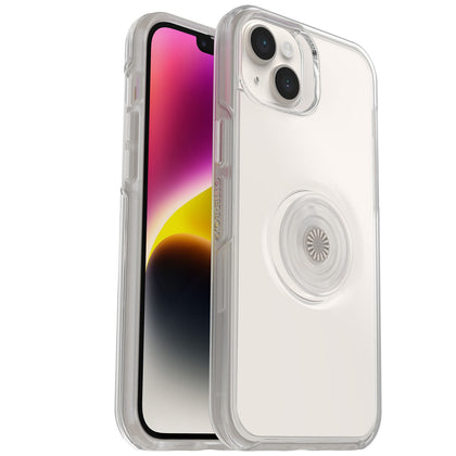 OtterBox Otter + Pop Symmetry Clear Apple iPhone 14 Plus Case Clear Pop - (77-88776), DROP+ 3X Military Standard,Swappable PopGrip, 7 Years Warranty