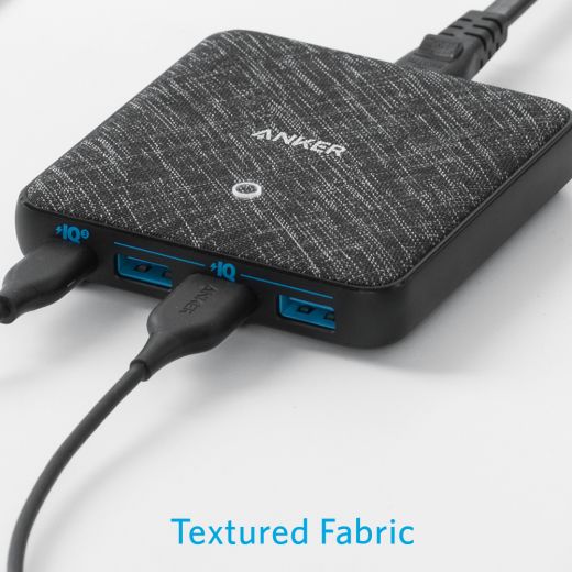 ANKER PowerPort Atom III Slim Wall Charger (Four Ports) III 4 PORT 65WATT - Black Fabric