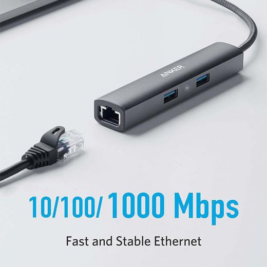 ANKER PowerExpand+ 5-in-1 USB-C Ethernet Hub - Metal Gray