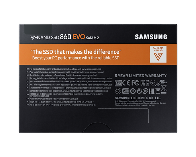 Samsung 860 EVO 1TB, M.2 Internal SATA SSD MZ-N6E1T0BW