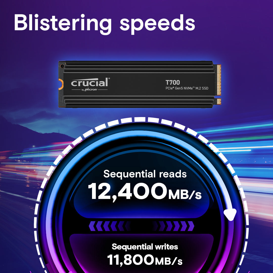 Crucial T700 1TB PCIe Gen5 NVMe M.2 Internal SSD