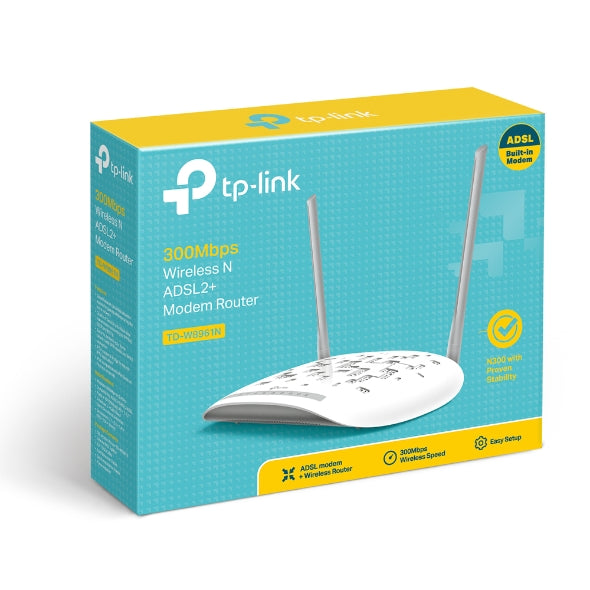 TP-LINK 300MBPS WIRELESS N ADSL2+ MODEM ROUTER, LAN (4), 3YR